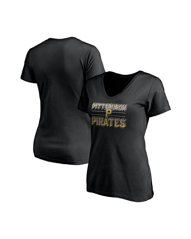 Women's Branded Black Pittsburgh Pirates Compulsion to Win V-Neck T-shirt Black $18.80 Tops