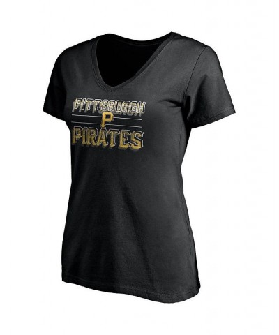 Women's Branded Black Pittsburgh Pirates Compulsion to Win V-Neck T-shirt Black $18.80 Tops