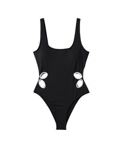 Women's Cut-Out Detail Swimsuit Black $36.00 Swimsuits