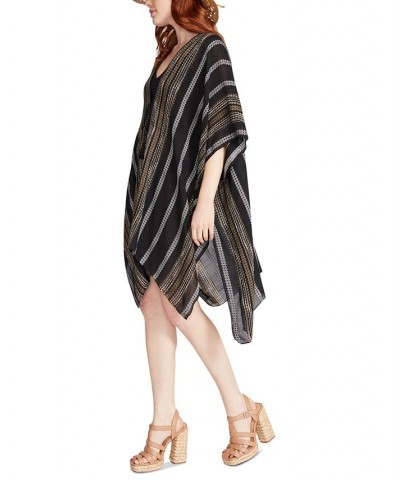 Women's Diamond Striped Tie-Front Kimono Cover-Up Multi $16.61 Tops