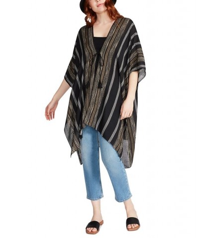 Women's Diamond Striped Tie-Front Kimono Cover-Up Multi $16.61 Tops