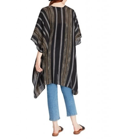 Women's Diamond Striped Tie-Front Kimono Cover-Up Multi $16.61 Tops