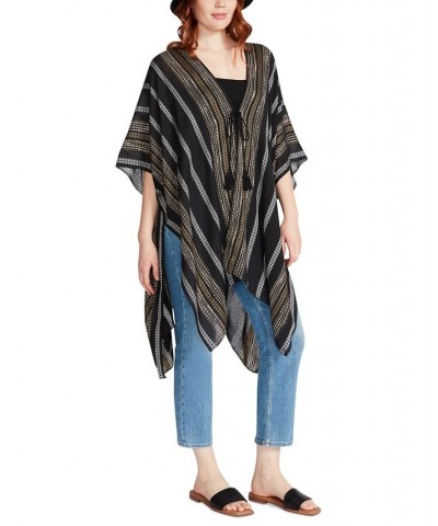 Women's Diamond Striped Tie-Front Kimono Cover-Up Multi $16.61 Tops