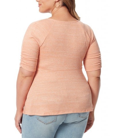 Trendy Plus Size Lyndsey Elbow-Sleeve Top Brandied Melon $17.90 Tops