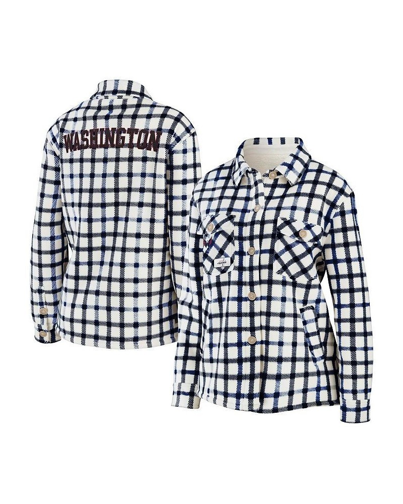 Women's Oatmeal Washington Capitals Plaid Button-Up Shirt Jacket Oatmeal $31.98 Jackets