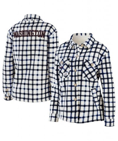 Women's Oatmeal Washington Capitals Plaid Button-Up Shirt Jacket Oatmeal $31.98 Jackets