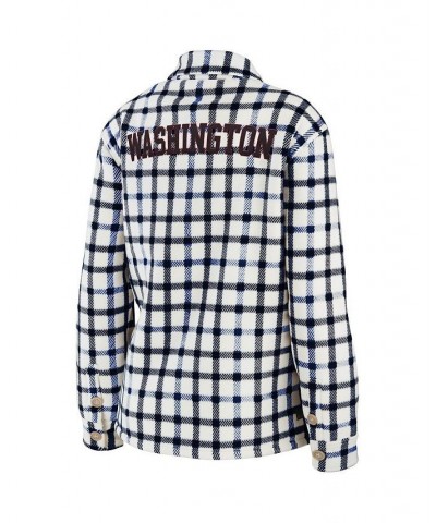 Women's Oatmeal Washington Capitals Plaid Button-Up Shirt Jacket Oatmeal $31.98 Jackets