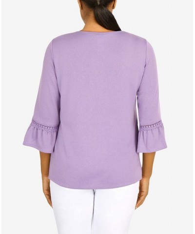 Women's Picture Perfect Solid Lace Trim Top Orchid $29.89 Tops