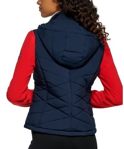 Women's Hybrid Fleece-Puffer Jacket Blue $40.37 Jackets