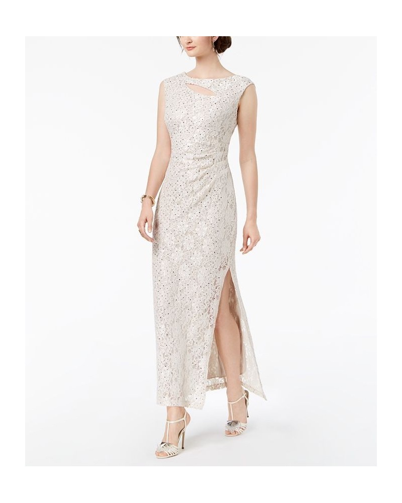 Cutout Sequined Lace Gown Ivory/Cream $42.51 Dresses