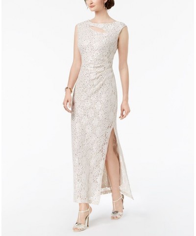 Cutout Sequined Lace Gown Ivory/Cream $42.51 Dresses