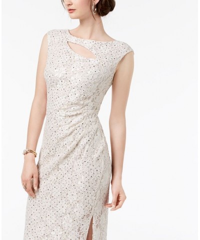 Cutout Sequined Lace Gown Ivory/Cream $42.51 Dresses