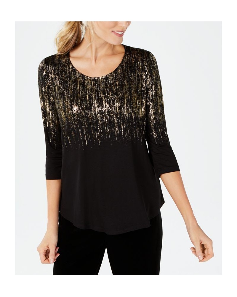 3/4-Sleeve Printed Tunic Top Gold $11.66 Tops