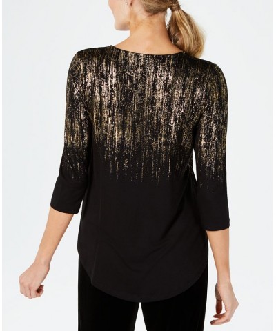 3/4-Sleeve Printed Tunic Top Gold $11.66 Tops