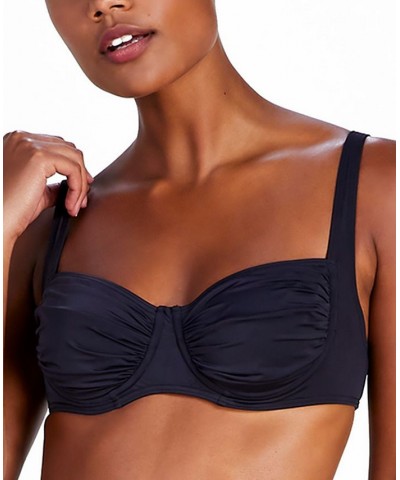 Women's Shirred Underwire Bikini Top & Shirred Bikini Bottoms Black $59.00 Swimsuits