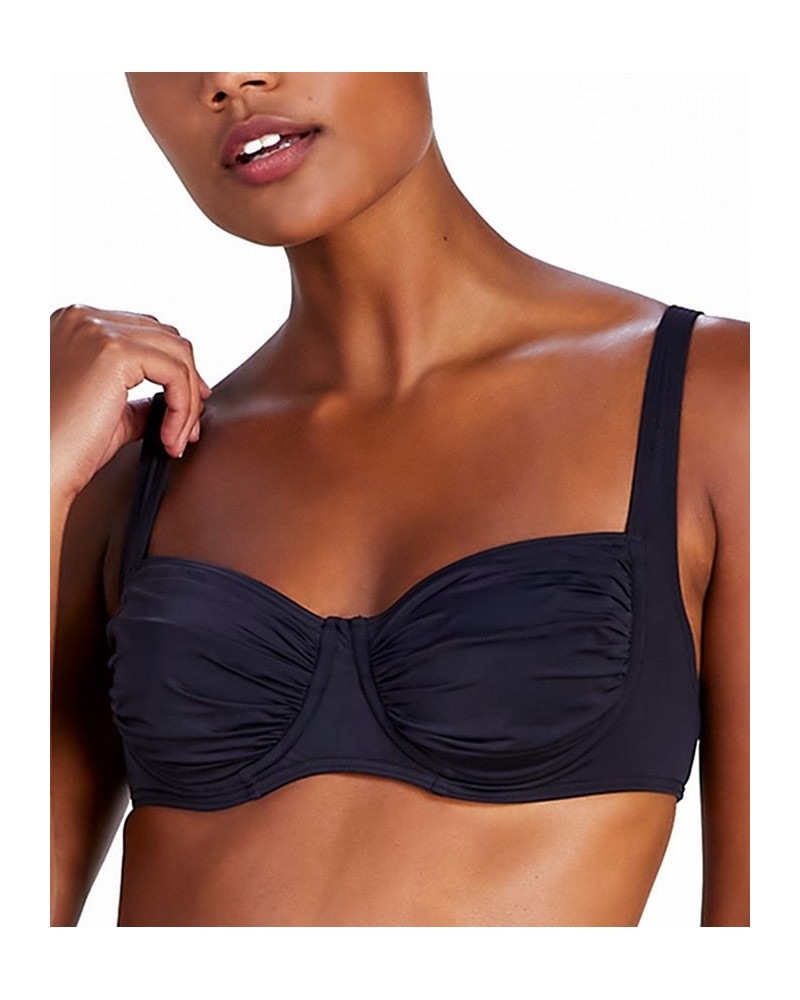 Women's Shirred Underwire Bikini Top & Shirred Bikini Bottoms Black $59.00 Swimsuits