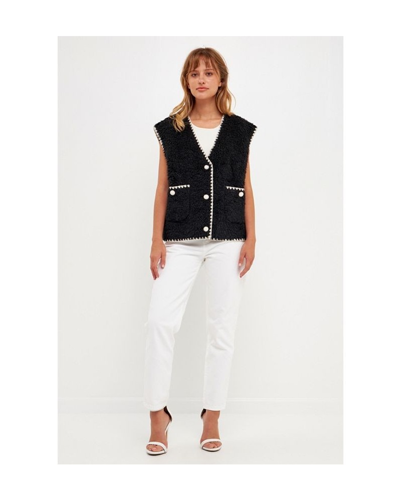 Women's Faux Shearling Vest Black $48.00 Jackets