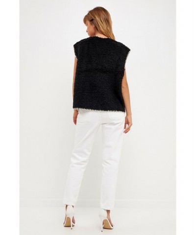 Women's Faux Shearling Vest Black $48.00 Jackets