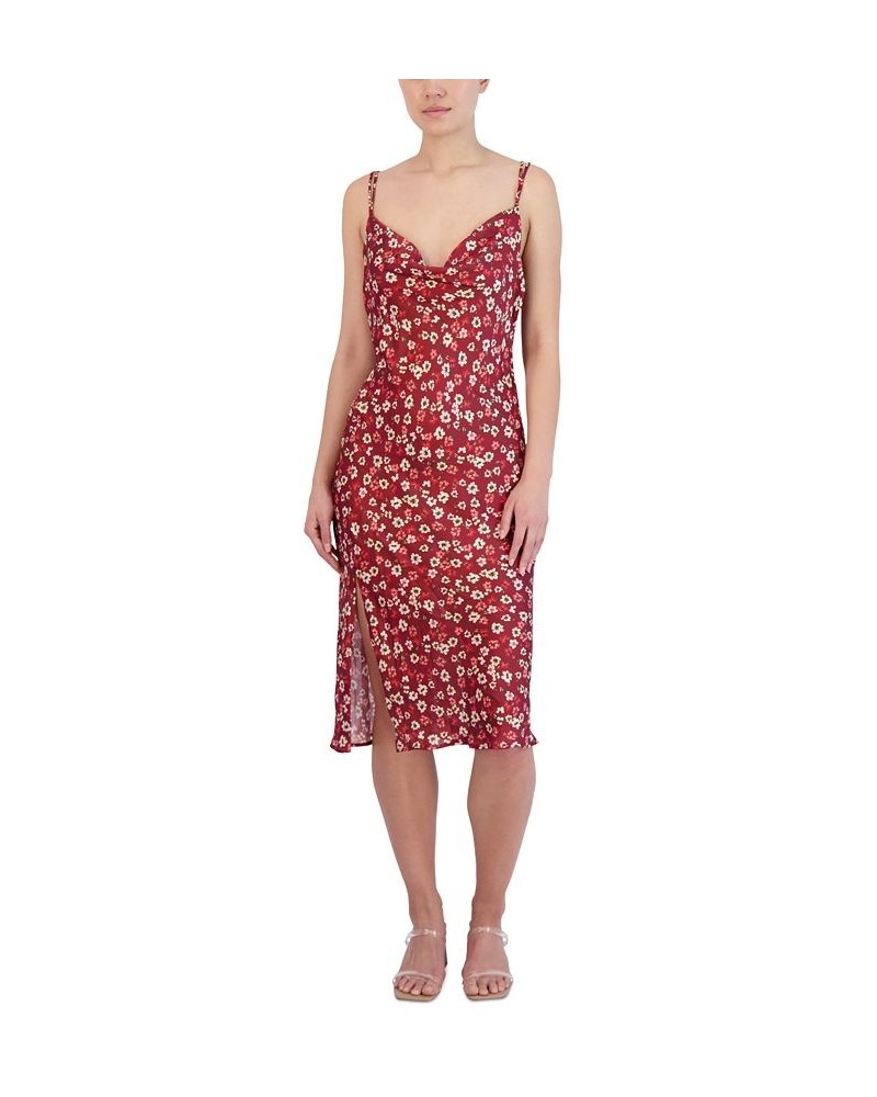 Women's Cowl Neck Sleeveless Midi Dress Astract Floral $33.91 Dresses