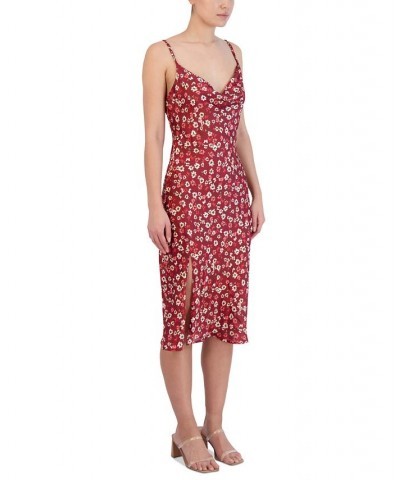 Women's Cowl Neck Sleeveless Midi Dress Astract Floral $33.91 Dresses