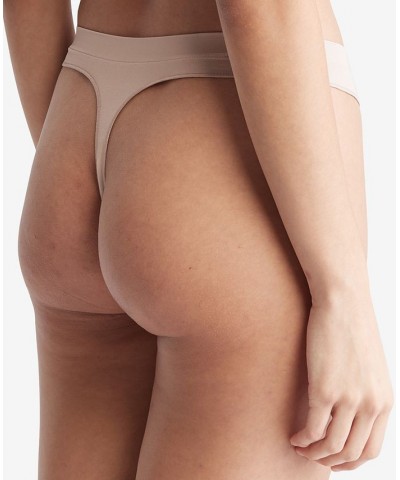 Women's Bonded Flex Mid-Rise Thong Underwear QD3958 Brown $10.25 Panty