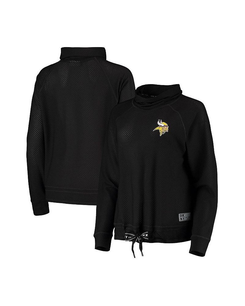 Women's Black Minnesota Vikings Gabby Cowl Neck Raglan Mesh Sweatshirt Black $45.89 Sweatshirts