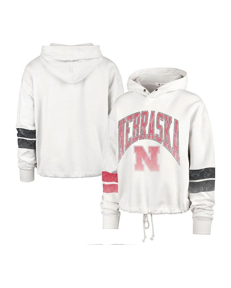 Women's Cream Nebraska Huskers Harper Adjustable Cropped Pullover Hoodie Cream $40.50 Sweatshirts