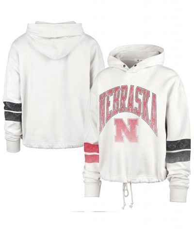 Women's Cream Nebraska Huskers Harper Adjustable Cropped Pullover Hoodie Cream $40.50 Sweatshirts