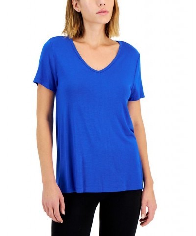 Women's V-Neck T-Shirt Deep Cobalt $12.91 Tops