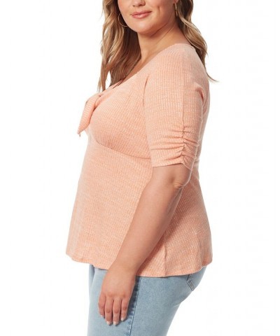 Trendy Plus Size Lyndsey Elbow-Sleeve Top Brandied Melon $17.90 Tops