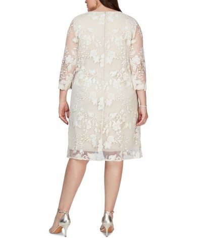 Plus Size Layered-Look Embroidered Jacket Dress Taupe $89.64 Dresses