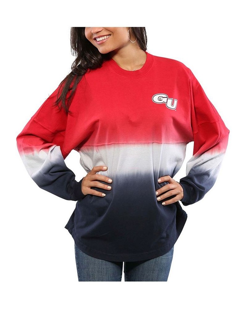 Women's Red Gonzaga Bulldogs Ombre Long Sleeve Dip-Dyed T-shirt Red $48.44 Tops