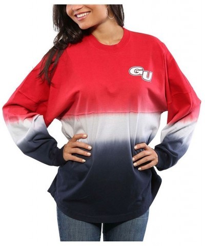 Women's Red Gonzaga Bulldogs Ombre Long Sleeve Dip-Dyed T-shirt Red $48.44 Tops