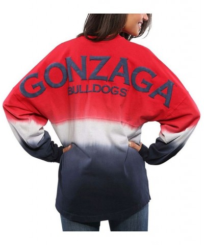 Women's Red Gonzaga Bulldogs Ombre Long Sleeve Dip-Dyed T-shirt Red $48.44 Tops