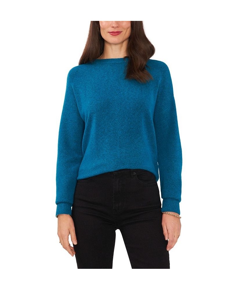 Women's Long Sleeve Cozy Wrap Sweater Blue $34.24 Sweaters