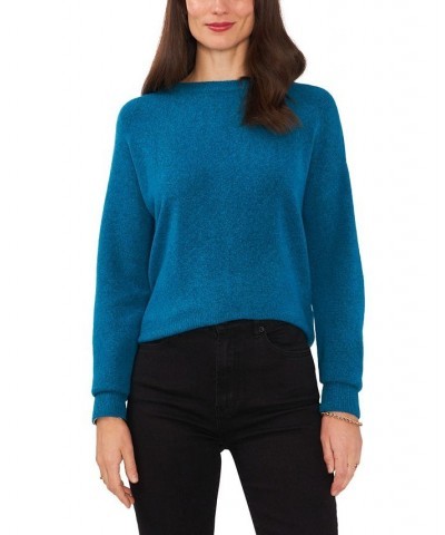 Women's Long Sleeve Cozy Wrap Sweater Blue $34.24 Sweaters