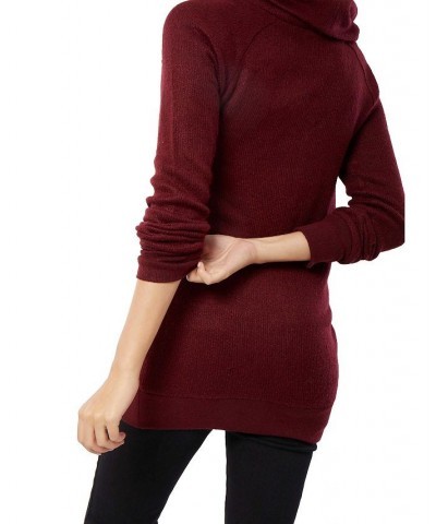 Women's Maternity Cowl Neck Tunic Sweater Red $42.14 Sweaters