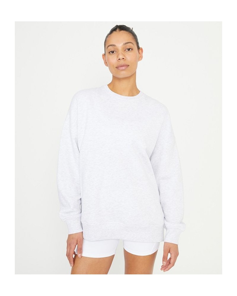 Women's Plush Oversized Crew Sweatshirt Cloudy Gray Marle $26.09 Sweatshirts