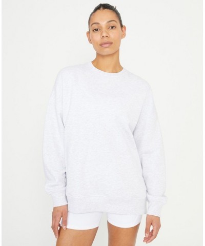 Women's Plush Oversized Crew Sweatshirt Cloudy Gray Marle $26.09 Sweatshirts