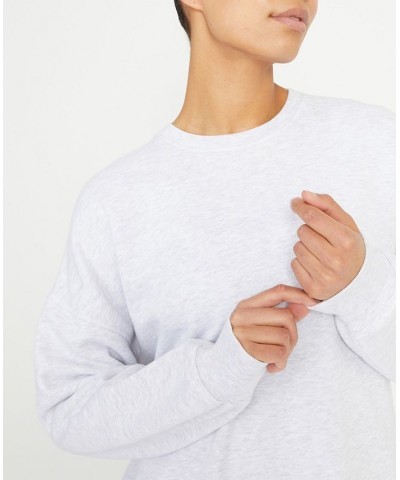 Women's Plush Oversized Crew Sweatshirt Cloudy Gray Marle $26.09 Sweatshirts