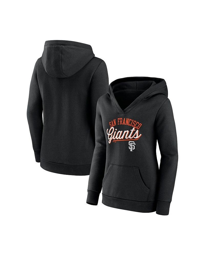 Women's Branded Black San Francisco Giants Simplicity Crossover V-Neck Pullover Hoodie Black $36.75 Sweatshirts