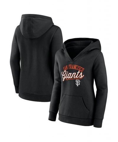 Women's Branded Black San Francisco Giants Simplicity Crossover V-Neck Pullover Hoodie Black $36.75 Sweatshirts