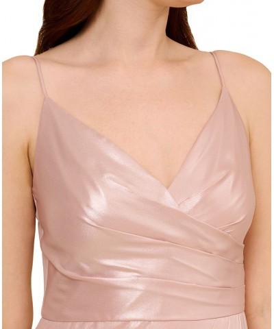 Women's Pleated Metallic Sleeveless Gown Blush $105.16 Dresses