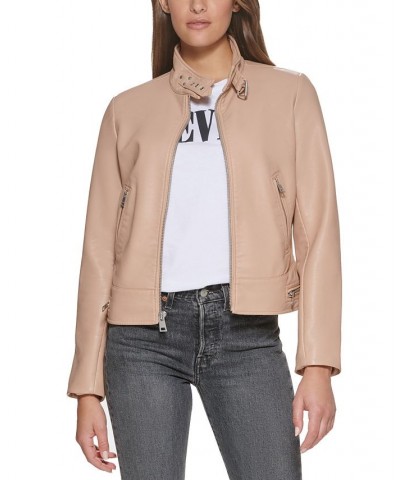 Faux-Leather Moto Racer Jacket Biscotti $32.44 Jackets