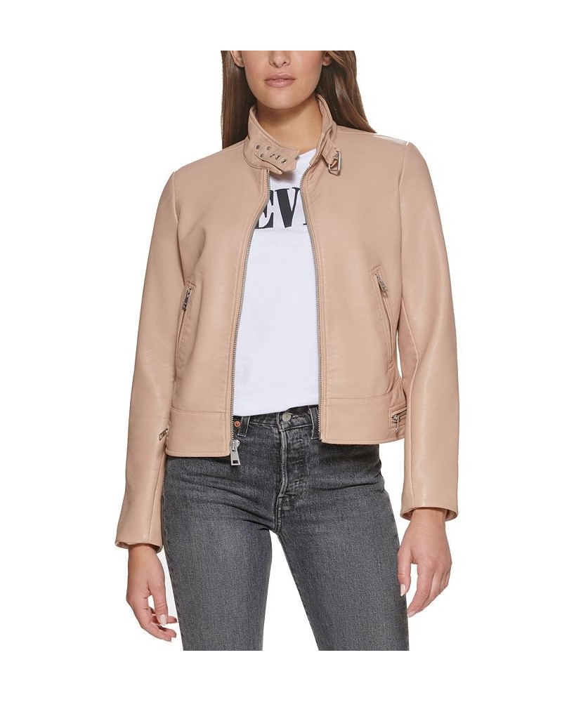 Faux-Leather Moto Racer Jacket Biscotti $32.44 Jackets