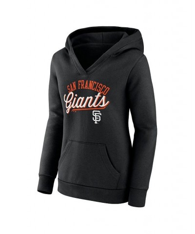 Women's Branded Black San Francisco Giants Simplicity Crossover V-Neck Pullover Hoodie Black $36.75 Sweatshirts