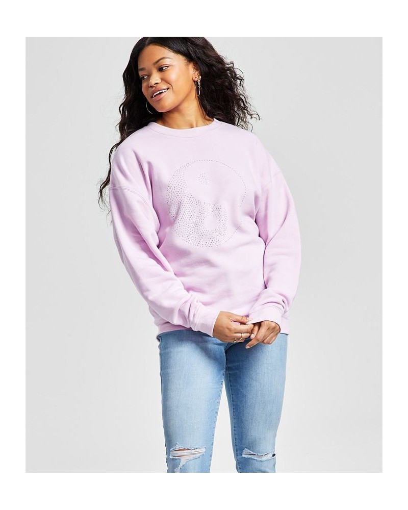 Juniors' Embellished Yin and Yang Sweatshirt Pink $13.20 Tops