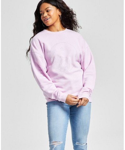 Juniors' Embellished Yin and Yang Sweatshirt Pink $13.20 Tops