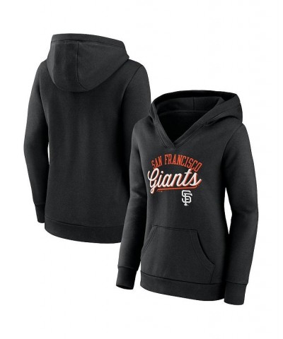 Women's Branded Black San Francisco Giants Simplicity Crossover V-Neck Pullover Hoodie Black $36.75 Sweatshirts