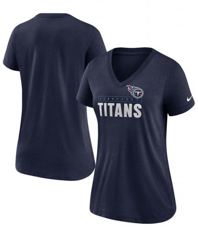 Women's Navy Tennessee Titans Team Name Logo V-Neck Tri-Blend T-shirt Navy $18.00 Tops